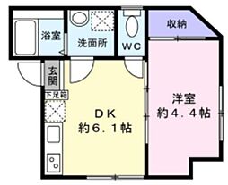 カーサ本木 1階1DKの間取り