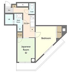クレールメゾン北野 2Kの間取図画像