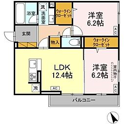 仮称D-room海神町南HY 2階2LDKの間取り