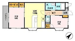 シャトーヤジマ 2LDKの間取図画像