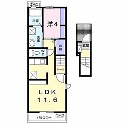 ルピナス 2階1LDKの間取り