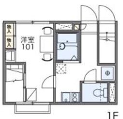 レオパレスHOPE 1階1Kの間取り