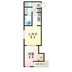 アッシュメゾン住吉 1LDKの間取図画像