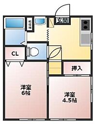 プリレ・カーサ 1階2Kの間取り