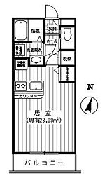 ガーデンハイツ恵比須 1階ワンルームの間取り