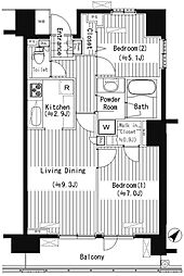プライムアーバン東中野コート 2LDKの間取図画像