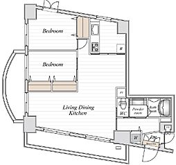 コロネード春日 9階2LDKの間取り