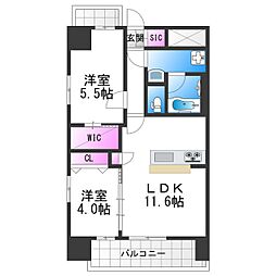スプランディッドあびこ駅前DUE 2LDKの間取図画像