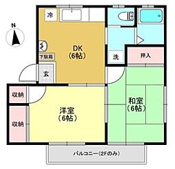 コーポ天野 2DKの間取図画像