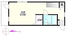 篠木ハウス 1階ワンルームの間取り