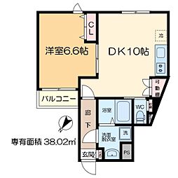 ウエルズ北岩 1LDKの間取図画像