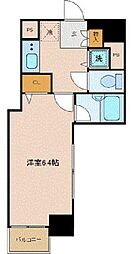 東京メトロ有楽町線 新富町駅 徒歩6分の賃貸マンション 4階1Kの間取り