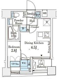 レジデンス文京春日 4階1DKの間取り