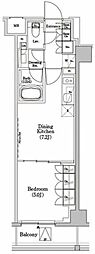ザ・パークハビオSOHO市谷左内町 1DKの間取図画像