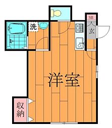 カーサ・ビアンカ 1階ワンルームの間取り