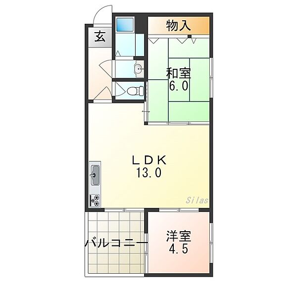 ハイツ梶本 ｜大阪府藤井寺市岡２丁目(賃貸マンション2LDK・2階・50.00㎡)の写真 その2