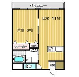 蔵屋マンション第二 1階1LDKの間取り