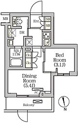 アークマーク南品川 1階1DKの間取り