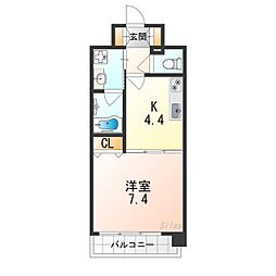 阪急千里線 豊津駅 徒歩3分の賃貸マンション 5階1Kの間取り