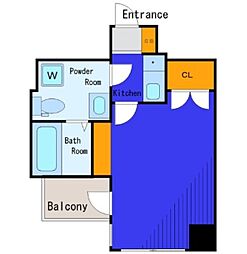 サンテミリオン茅場町リバーサイド 1Kの間取図画像
