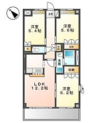 ラ・エルシオン 4階3LDKの間取り