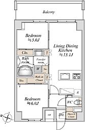 板橋本町ステーションレジデンス 2LDKの間取図画像