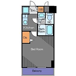 メゾン・ド・ヴィレ日本橋浜町 8階1Kの間取り