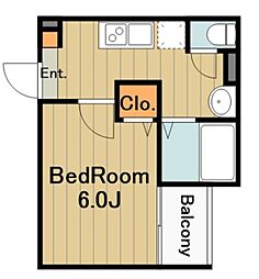 メルディア上溝3 1階1Kの間取り