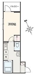 MELLAS相模原 1Kの間取図画像