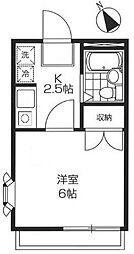 第1コーポラス山上 2階1Kの間取り