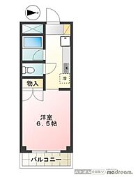 カーサプラタ 2階1Kの間取り