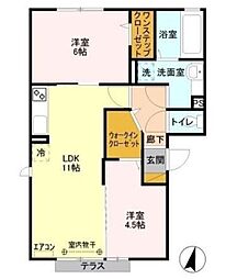 カルモヴィータ 2階2LDKの間取り