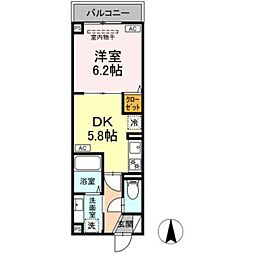 ルリアン北小岩3 1DKの間取図画像