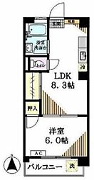 ハルナコーポ 1LDKの間取図画像