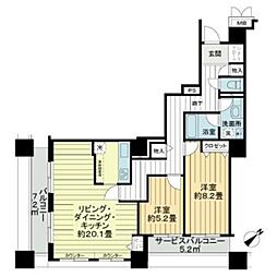 コスモ東京ベイタワー 13階2LDKの間取り