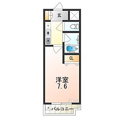 ベルデ堺東 1階1Kの間取り