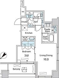 エムエー月島 1LDKの間取図画像
