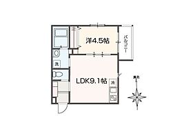 MELDIA東青梅 2階1LDKの間取り