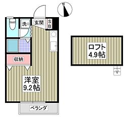 フロンティアIA棟 2階ワンルームの間取り