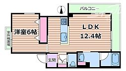 ユイロ中津 1LDKの間取図画像