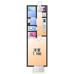 シャルマンコート 1Kの間取図画像