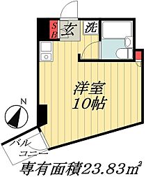 JR総武線 船橋駅 徒歩12分の賃貸マンション 3階ワンルームの間取り