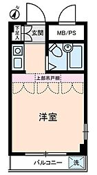川崎西ダイカンプラザ 2階ワンルームの間取り