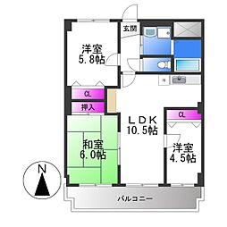ワカイシビック第一ハイツ 3LDKの間取図画像