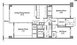 テレパレス西千葉 4階3LDKの間取り