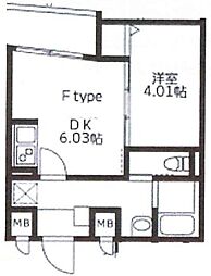 ＵＲｅｓｉｄｅｎｃｅ武蔵小山 地下1階1DKの間取り