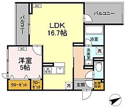 D-residence稲城 3階1LDKの間取り