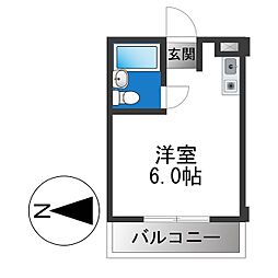エトワールヴィル-R瓜生堂 ワンルームの間取図画像