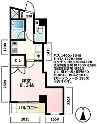 サンライズ當麻 4階1Kの間取り