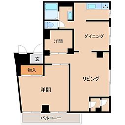 プライム伊藤 3階2LDKの間取り